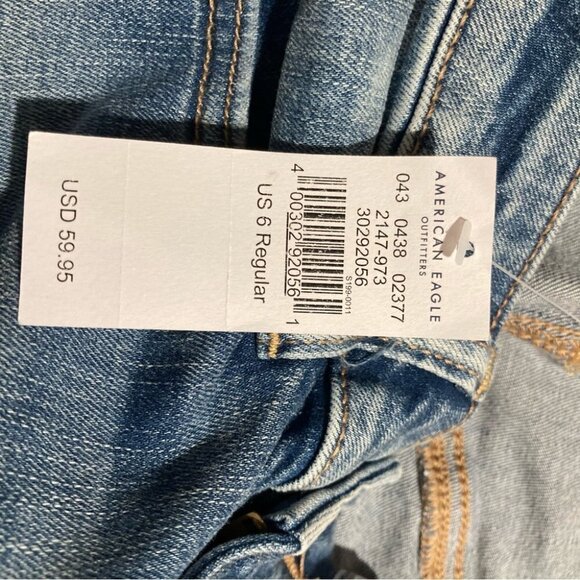 AMERICAN EAGLE Sz 6 Distressed Highest Rise Jeggings Light Wash NWT - Picture 11 of 15